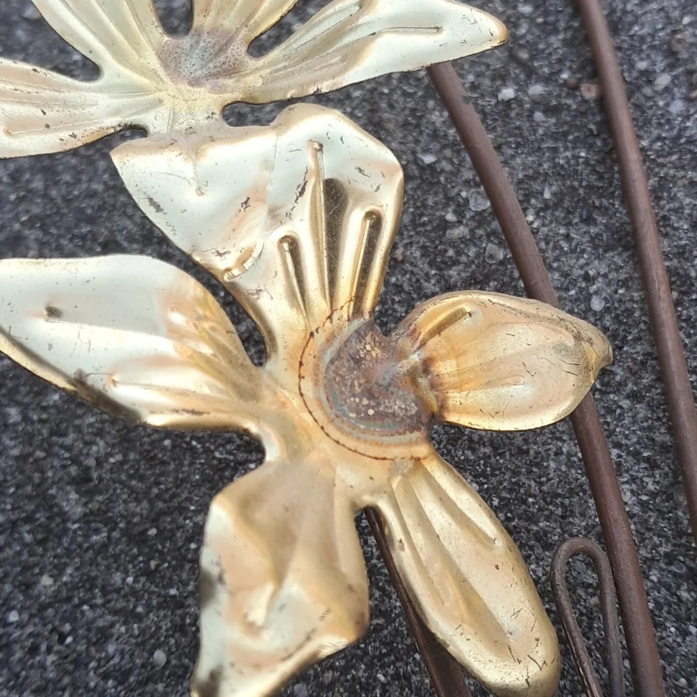 3 Vintage MCM Pair Brass Metal Butterfly Hummingbird Flower Art Wall Hangings